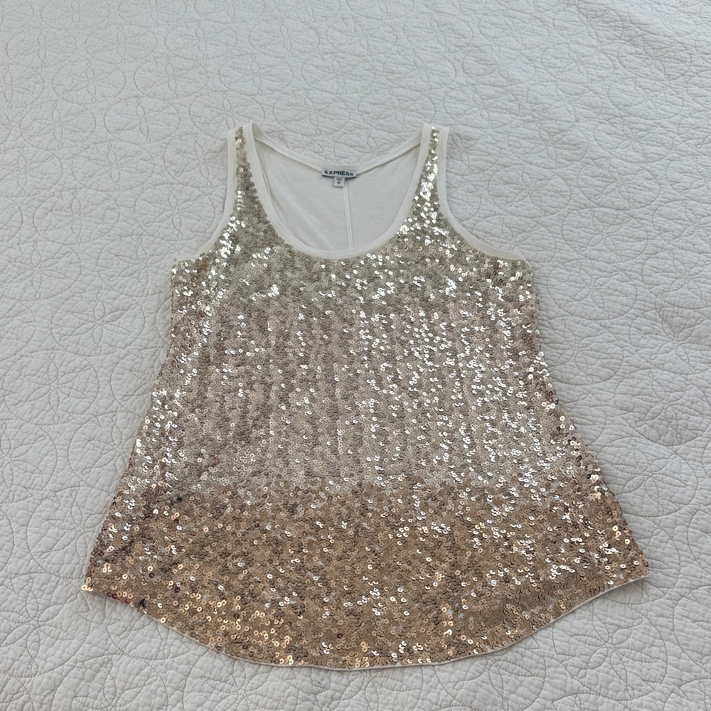 Express Gold Sequin Tank Top